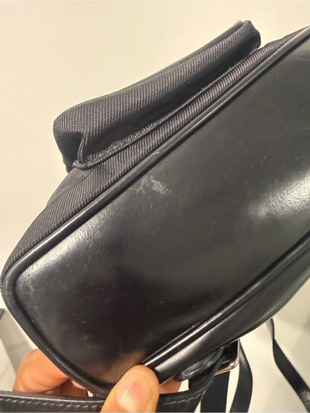 Mini Gucci Black Leather bamboo backpack with Drawstring